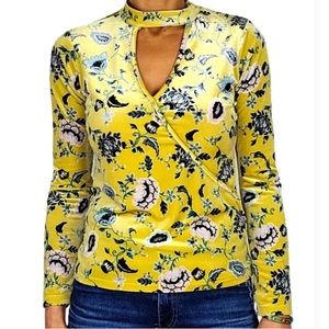 Velvet Faux Wrap Top